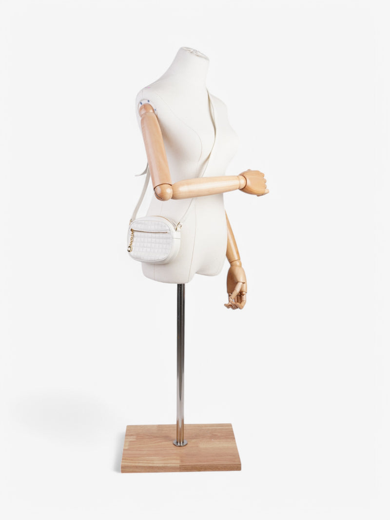  Celine C Charm Crossbody White Leather