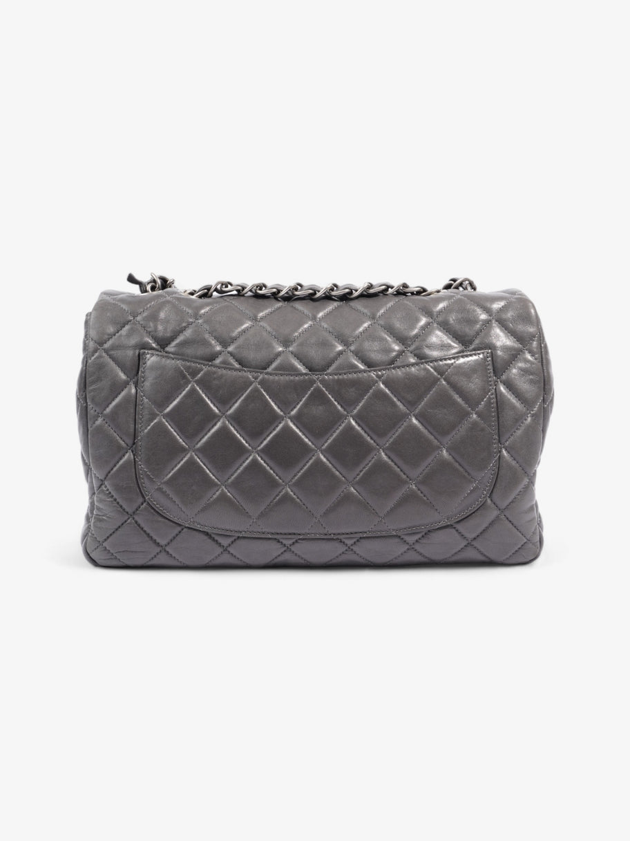 Chanel Classic Single Flap Grey Lambskin Leather Jumbo Image 4