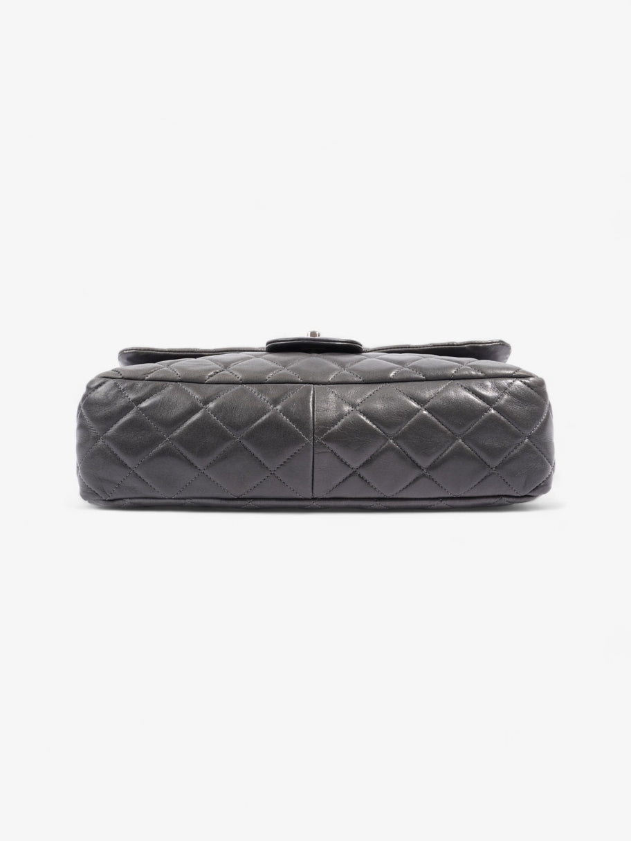 Chanel Classic Single Flap Grey Lambskin Leather Jumbo Image 6