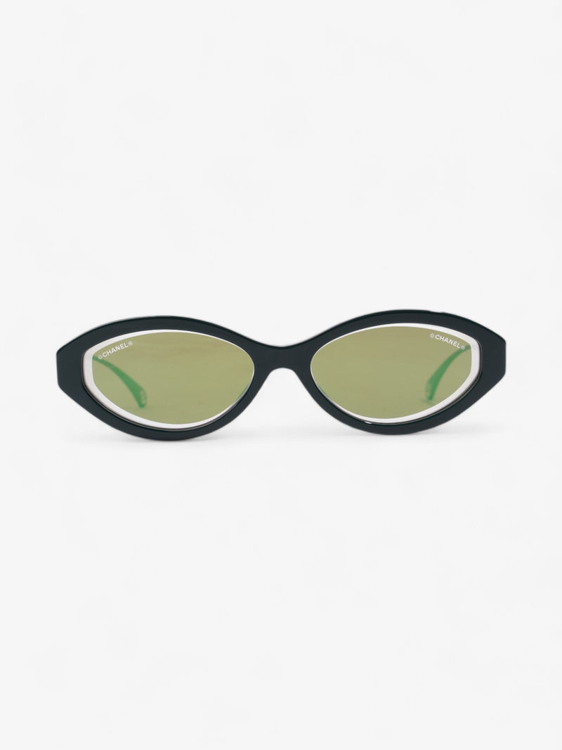  Chanel Oval CC Sunglasses Dark Green Acetate 140mm