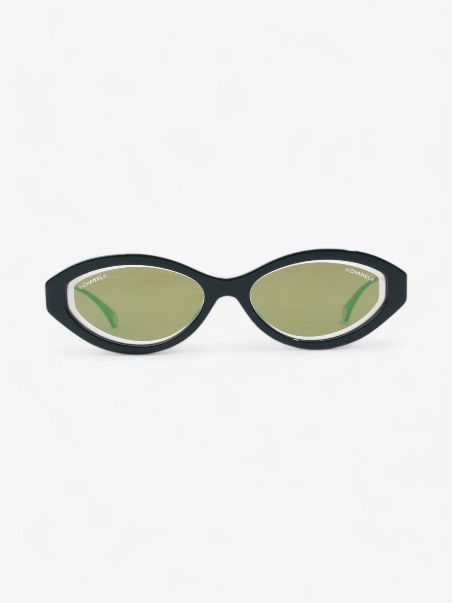 Chanel Oval CC Sunglasses Dark Green Acetate 140mm Image 1