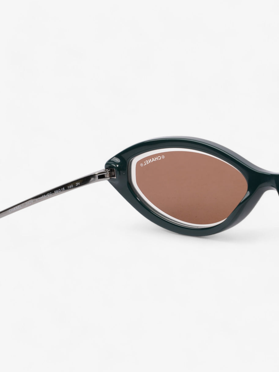 Chanel Oval CC Sunglasses Dark Green Acetate 140mm Image 5