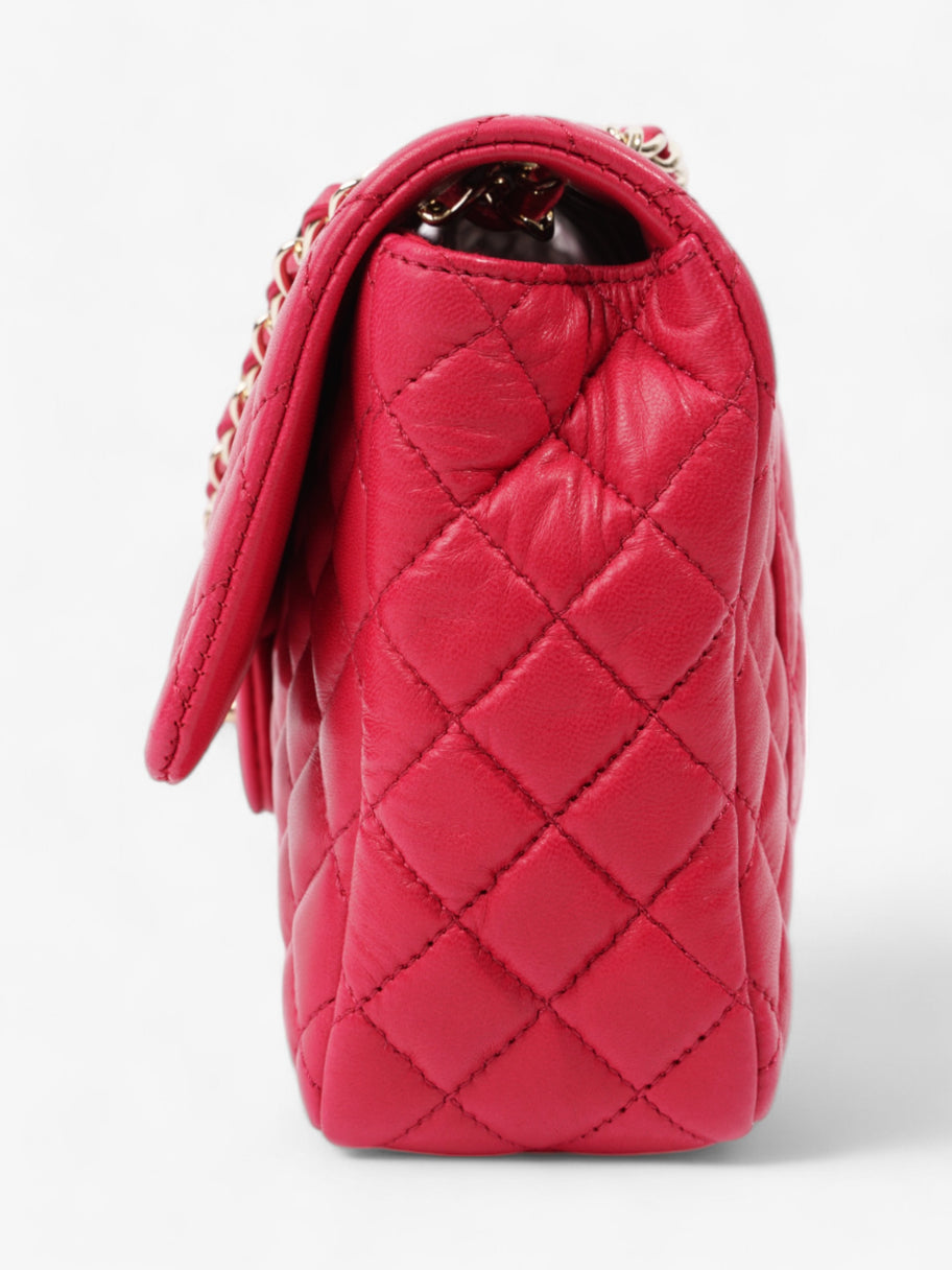 Chanel Classic Single Flap Bag with Valentines Hearts Raspberry Lambskin Leather Image 3