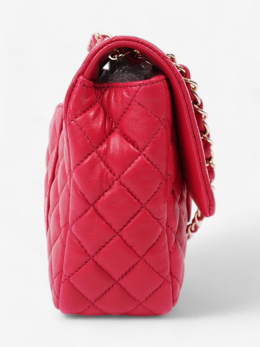 Chanel Classic Single Flap Bag with Valentines Hearts Raspberry Lambskin Leather Image 5