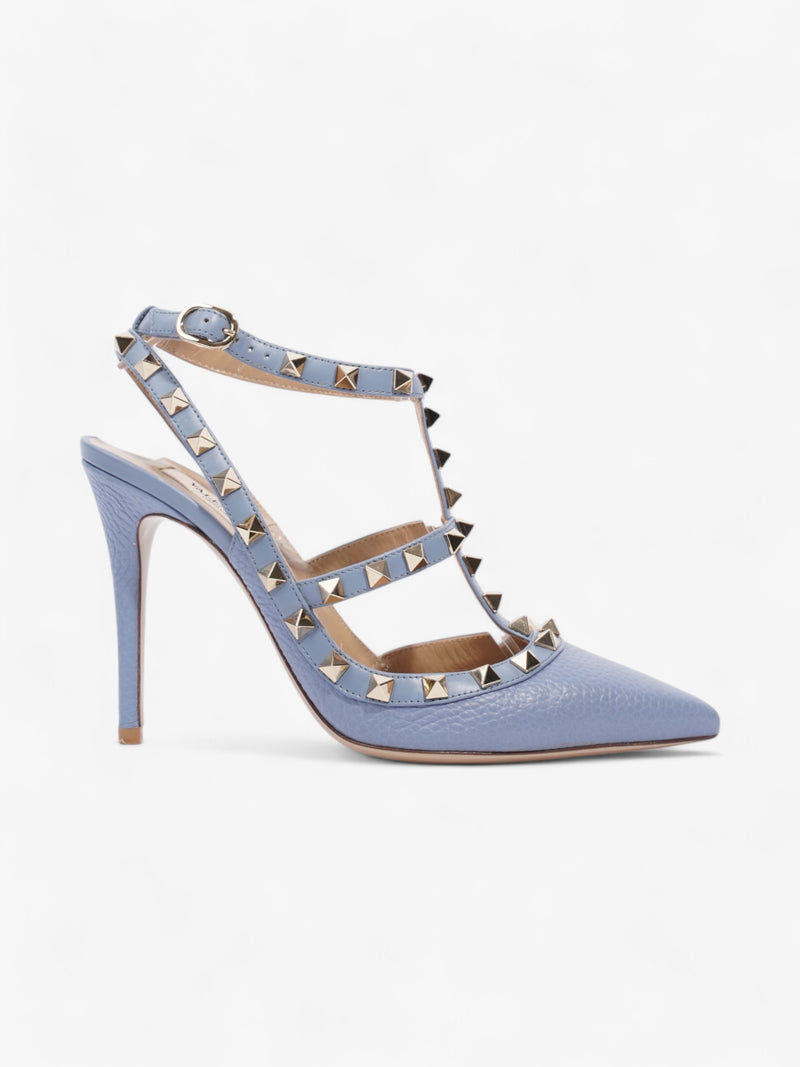  Valentino Rockstud Heels 100 Blue Leather EU 37 UK 4