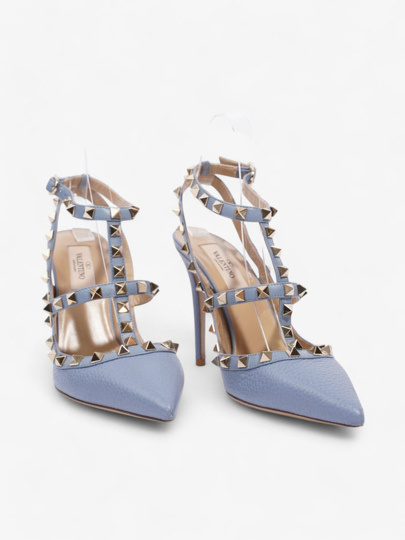  Valentino Rockstud Heels 100 Blue Leather EU 37 UK 4