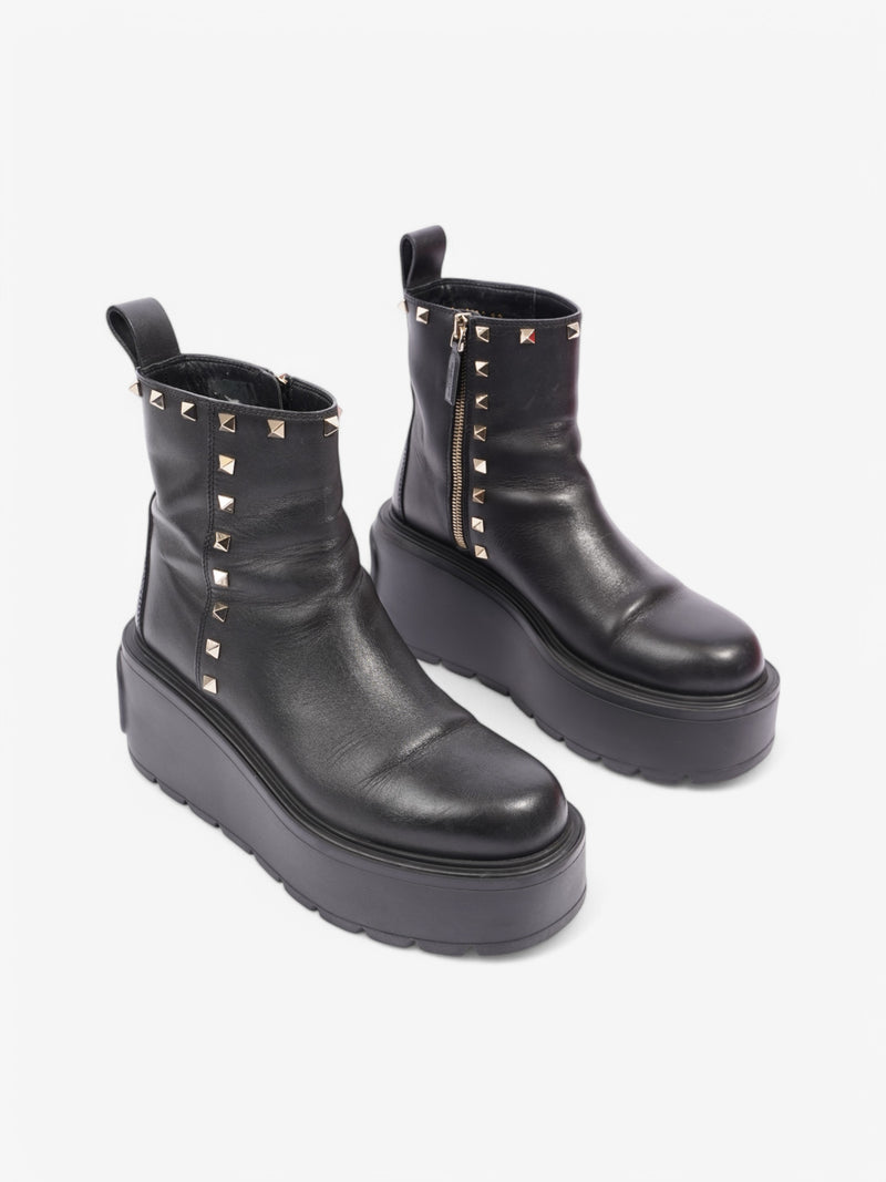  Valentino Beatle Stud Boots Black / Gold Leather EU 38 UK 5