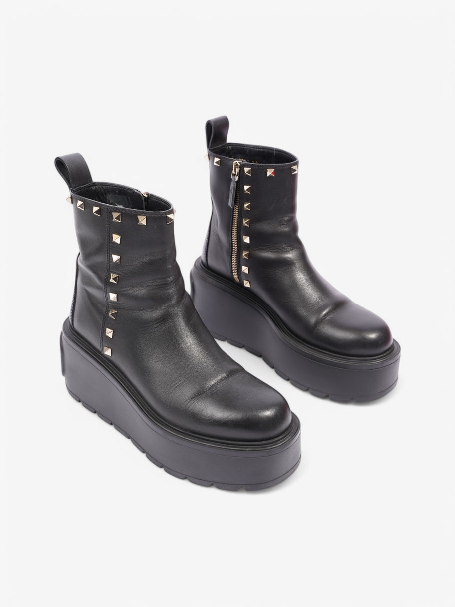 Valentino Beatle Stud Boots Black / Gold Leather EU 38 UK 5 Image 2