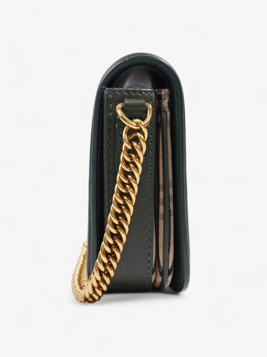 Burberry Eyelet Chain Knight Check / Green Calfskin Leather Image 5