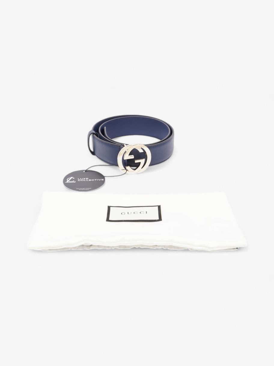 Gucci Interlocking G Belt Navy Blue / Gold Leather 80cm / 32