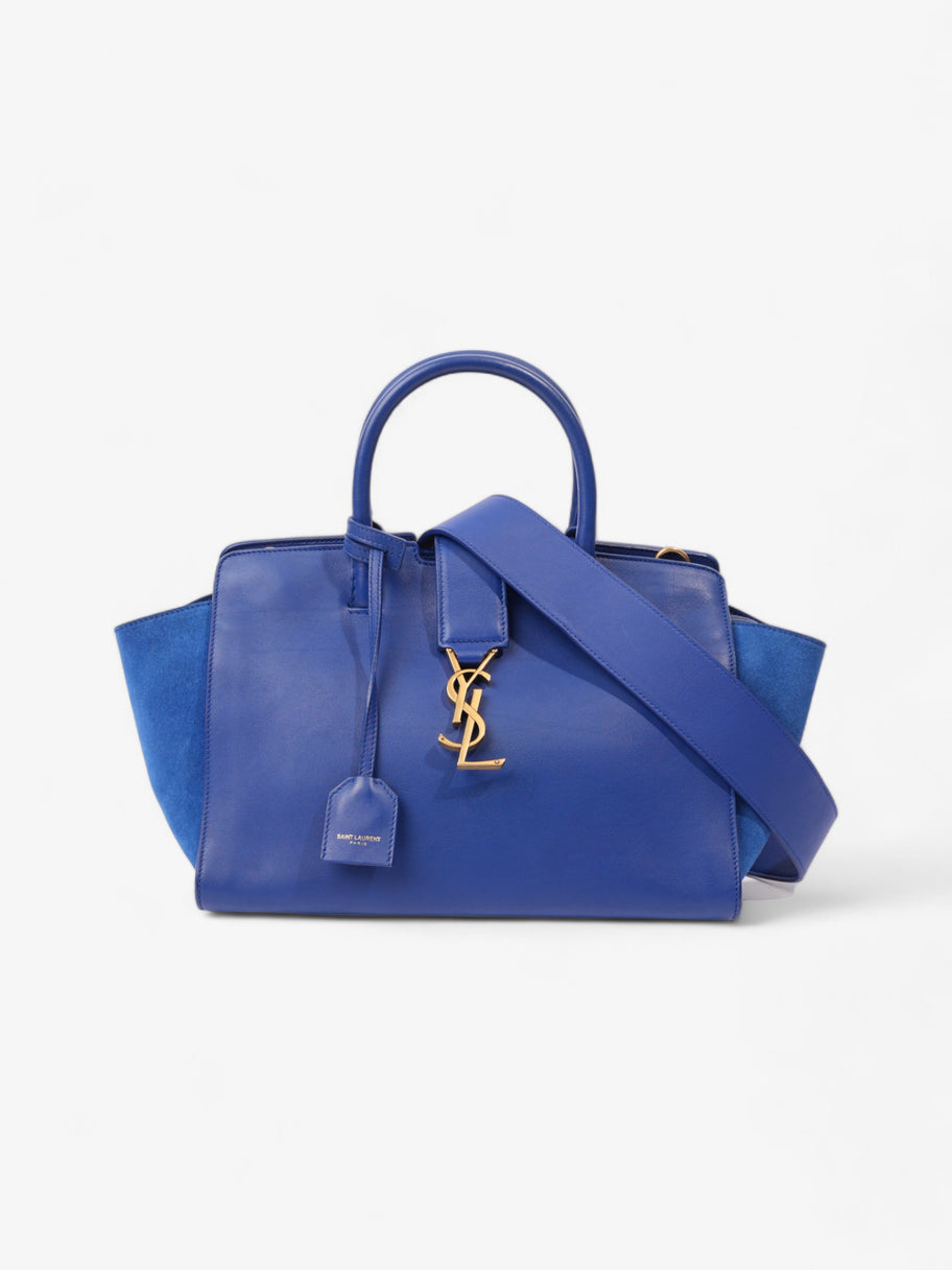 Saint Laurent Downtown Cabas Tote Bag Blue Leather Small Image 1