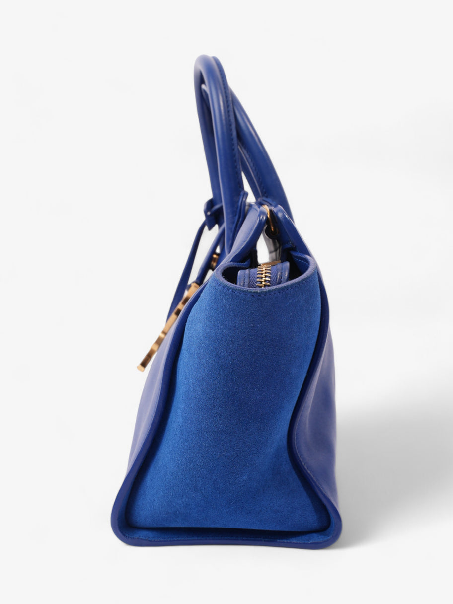 Saint Laurent Downtown Cabas Tote Bag Blue Leather Small Image 3