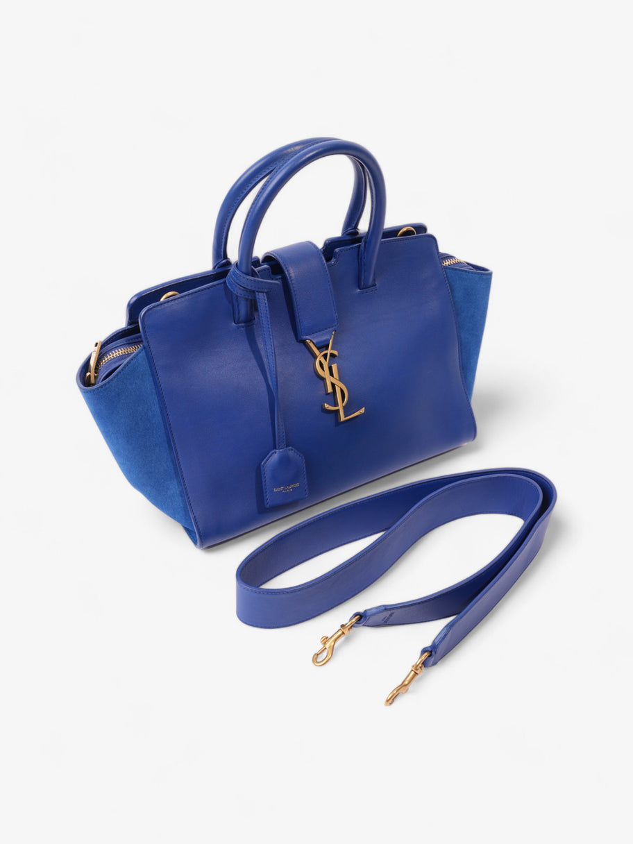 Saint Laurent Downtown Cabas Tote Bag Blue Leather Small Image 7