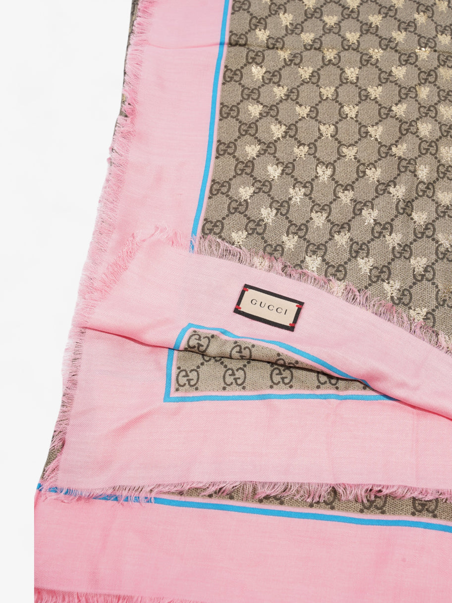 Gucci Bee GG Scarf Beige And Ebony GG Supreme / Pink / Gold Silk Image 6