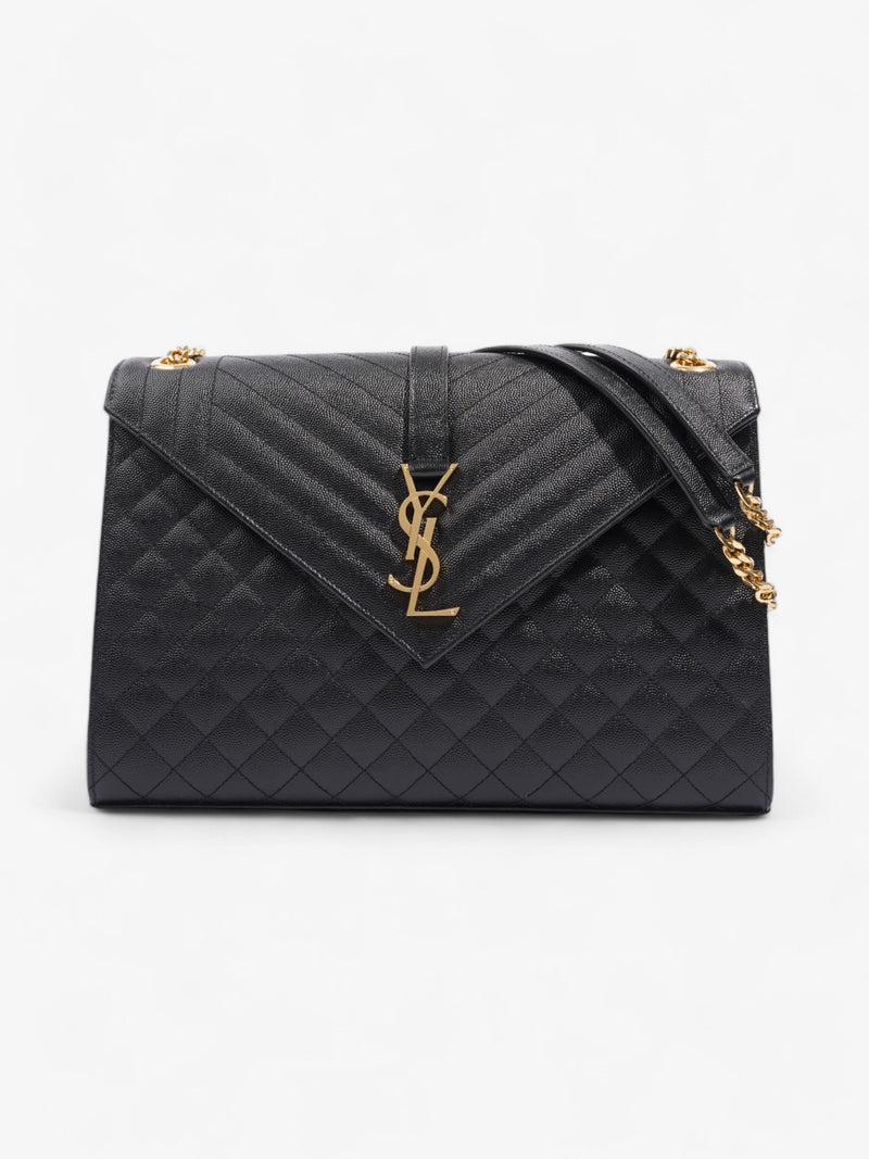  Saint Laurent Envelope Black Calfskin Leather Large