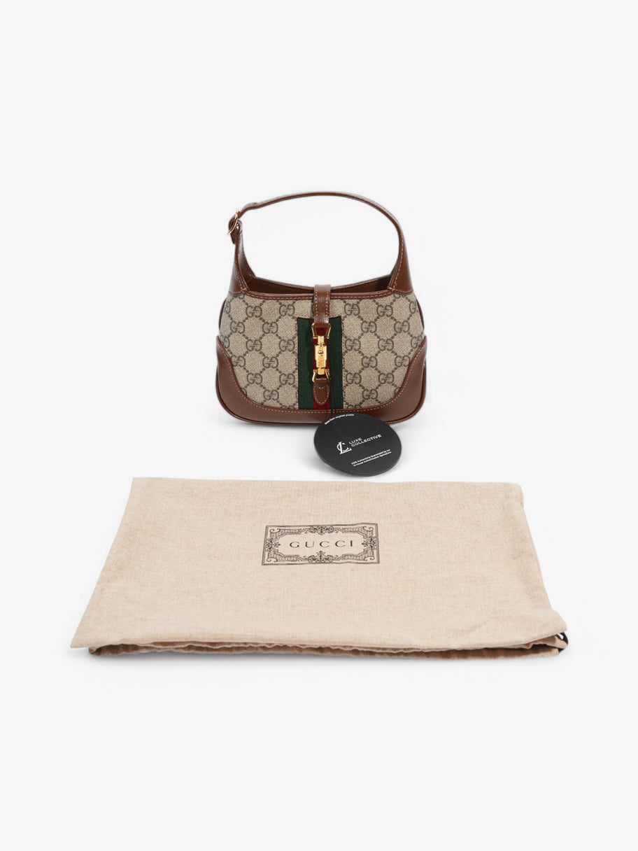 Gucci Jackie 1961 GG Supreme / Brown / Green Coated Canvas Mini Image 8