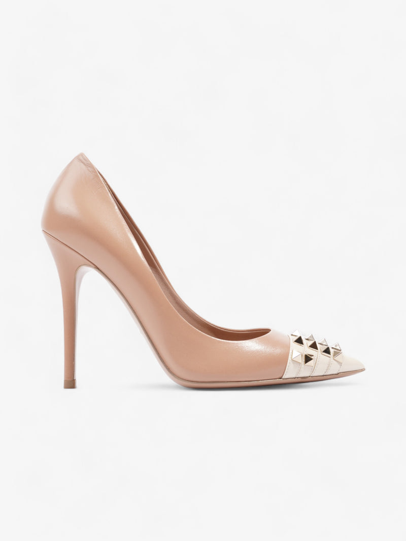  Valentino Rockstud Alcove Heels 110 Nude / White Leather EU 38 UK 5