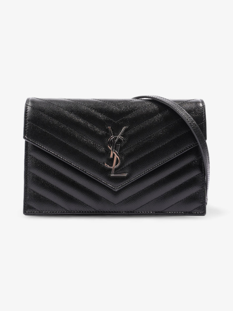  Saint Laurent Envelope Wallet On Chain Black Grained Leather