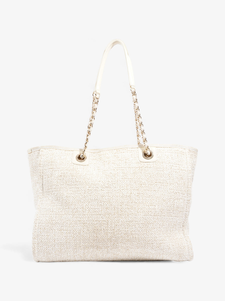 Chanel Deauville Tote Ivory Canvas Small Image 4