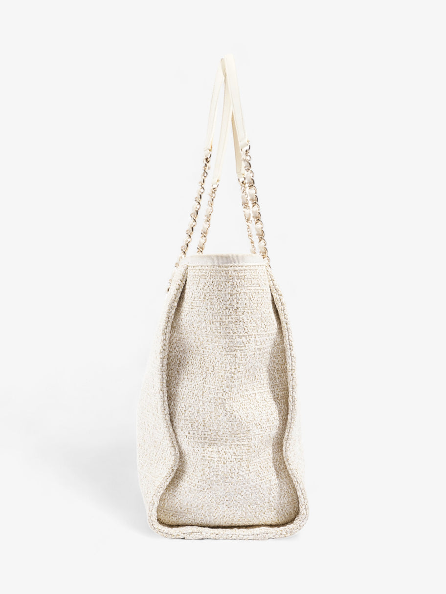 Chanel Deauville Tote Ivory Canvas Small Image 5