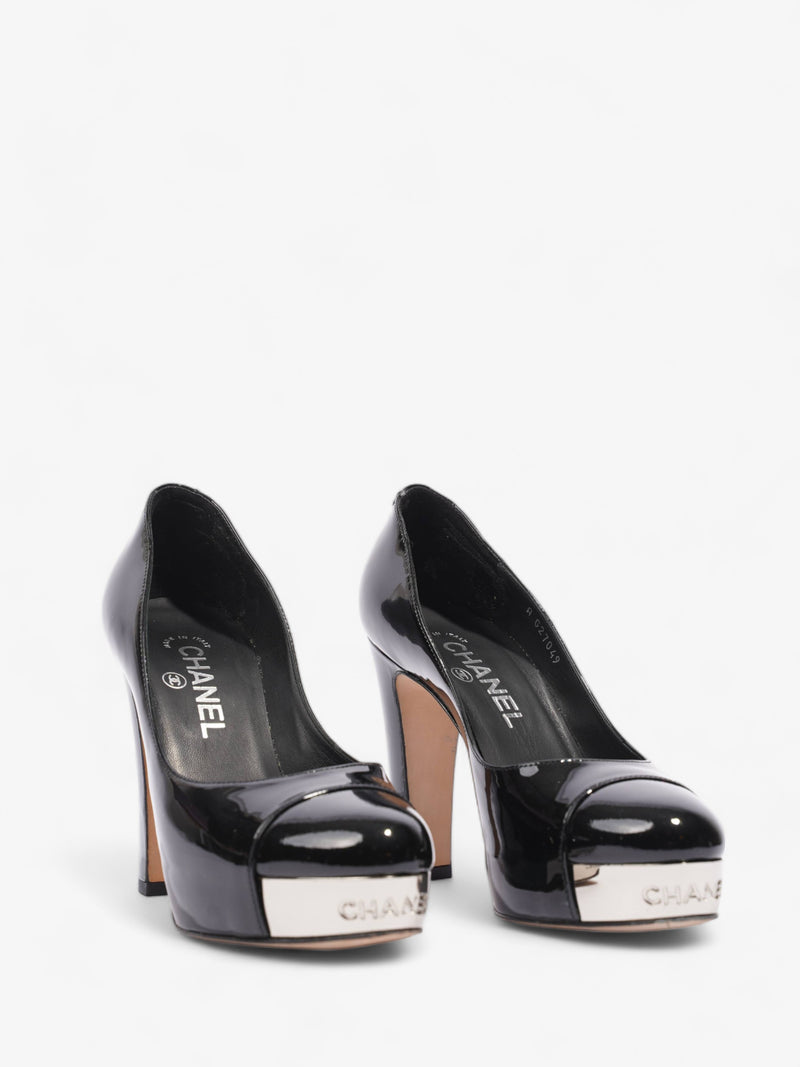  Chanel Platform Heel 100 Black Patent Leather EU 36 UK 3