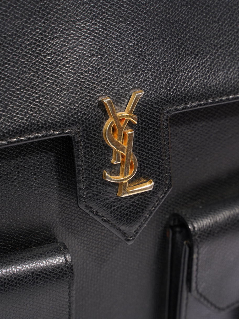 Saint Laurent Vintage Top Handle Black Grained Leather Image 7