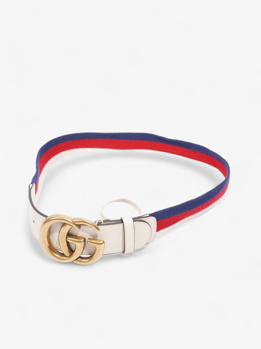 GG Marmont Belt White / Red / Blue Canvas 75cm 30