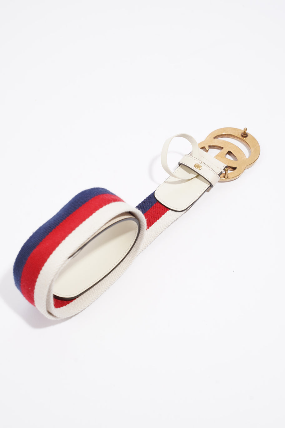 GG Marmont Belt White / Red / Blue Canvas 75cm 30