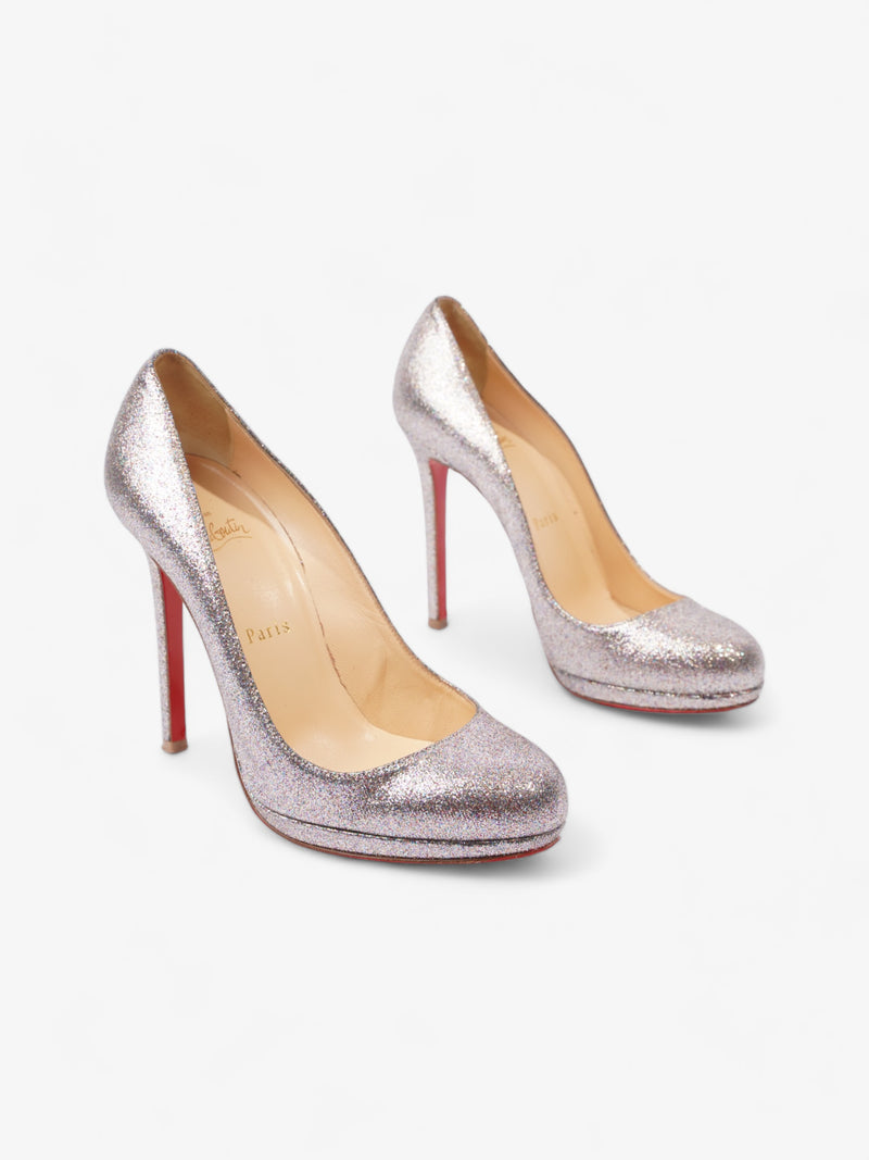  Christian Louboutin Simple Pump 100mm Silver Glitter EU 38 UK 5