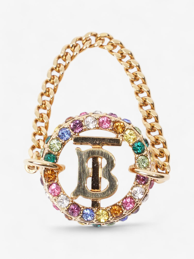  Burberry TB Pave Chain Ring Light Gold / Multicoloured Base Metal Small (Circumference - 50mm)