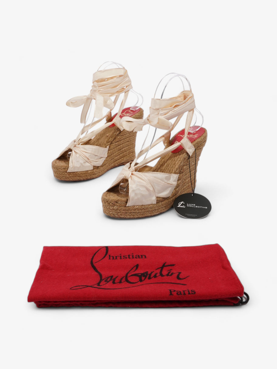 Christian Louboutin Espadrille Wedges 100 Cream Satin EU 37 UK 4 Image 10