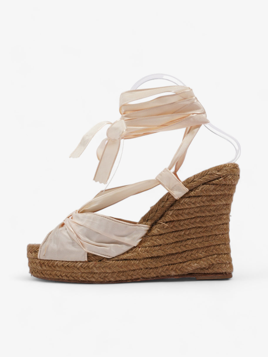 Christian Louboutin Espadrille Wedges 100 Cream Satin EU 37 UK 4 Image 3