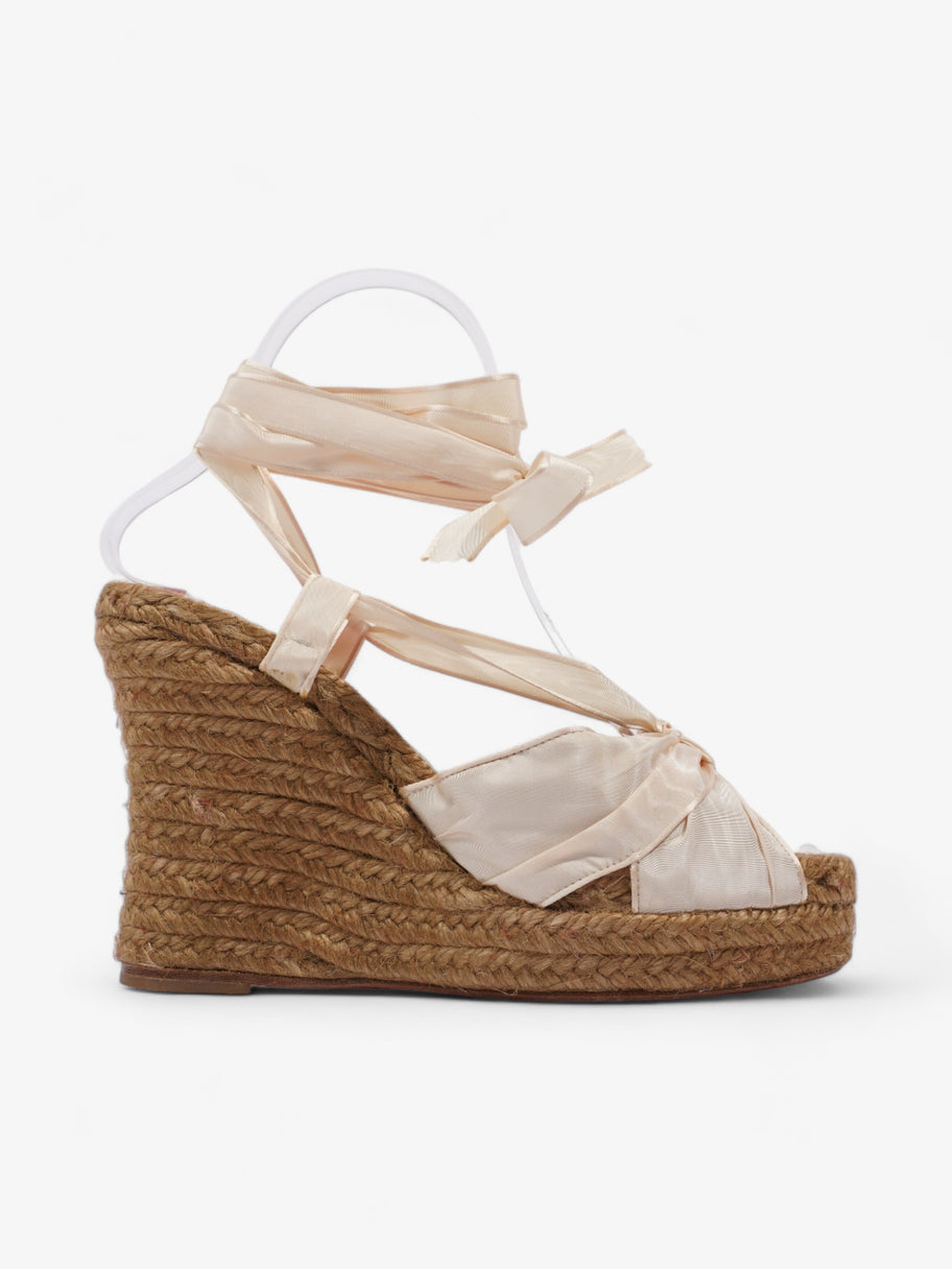 Christian Louboutin Espadrille Wedges 100 Cream Satin EU 37 UK 4 Image 4