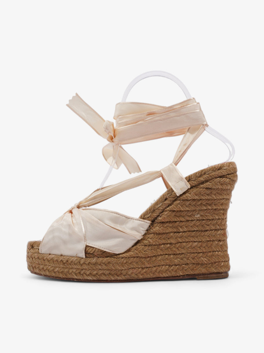 Christian Louboutin Espadrille Wedges 100 Cream Satin EU 37 UK 4 Image 5