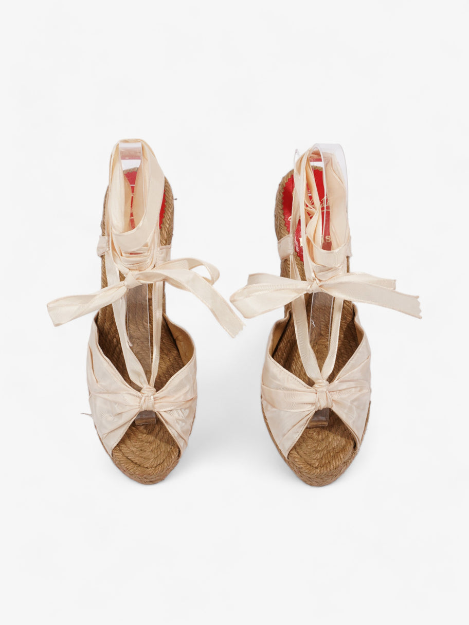 Christian Louboutin Espadrille Wedges 100 Cream Satin EU 37 UK 4 Image 8