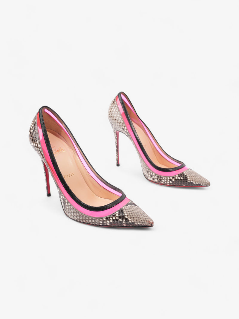  Christian Louboutin Paulina 100mm Python / Neon Pink / Black Python EU 39 UK 6