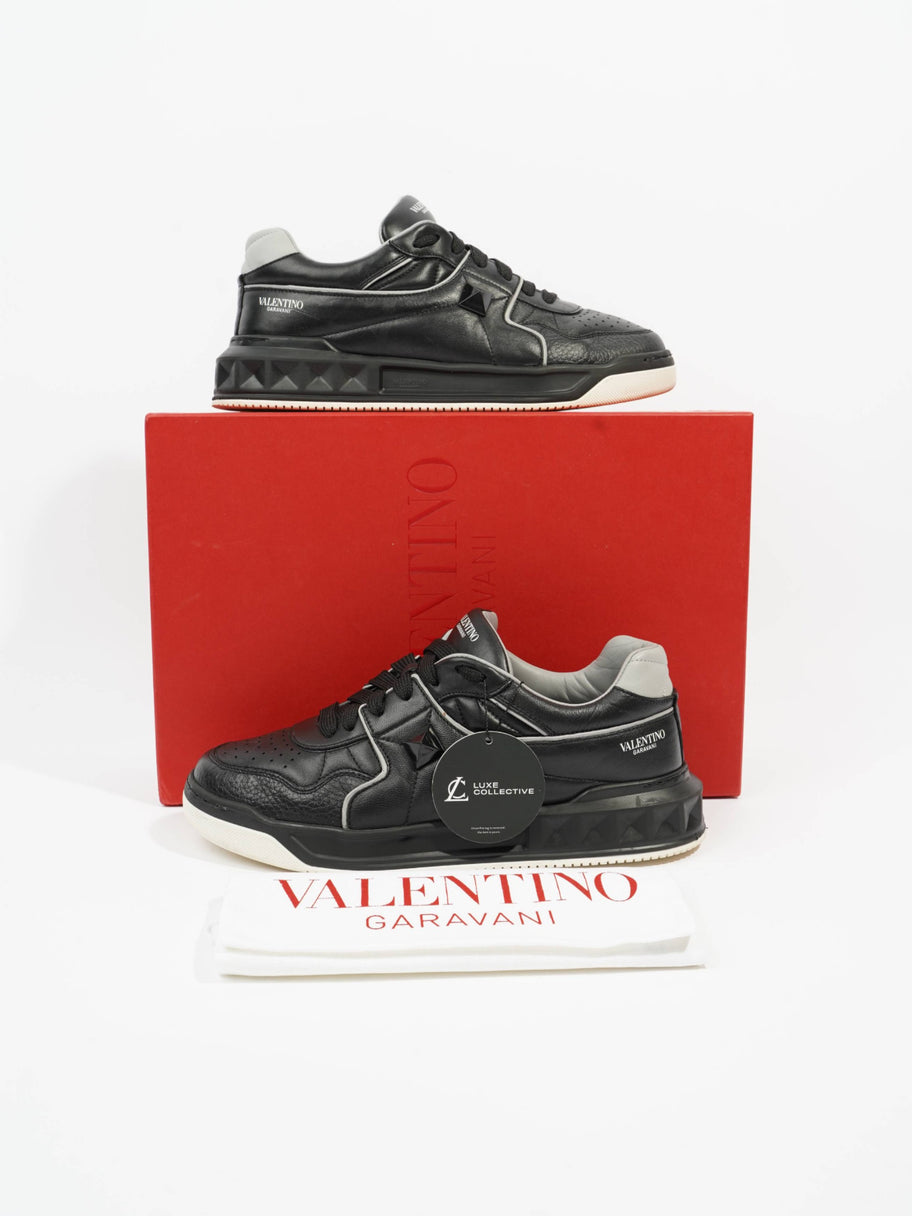 Valentino One Stud Sneakers Black / Grey Leather EU 40 UK 6 Image 12