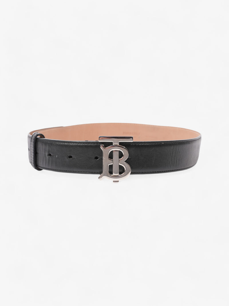  Burberry TB Belt Black / Silver Leather Small - 88cm