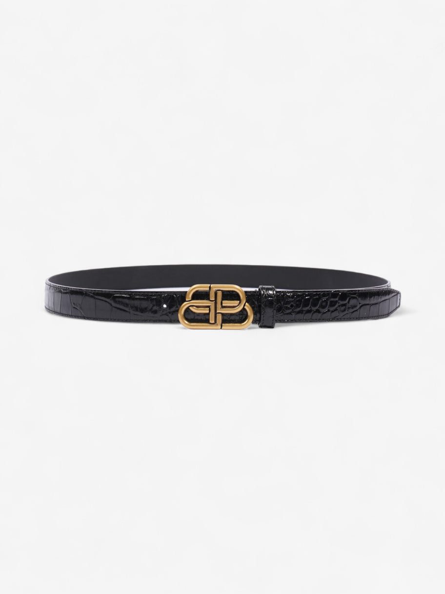 Balenciaga BB Thin Belt Black / Gold Embossed Leather 90cm Image 1