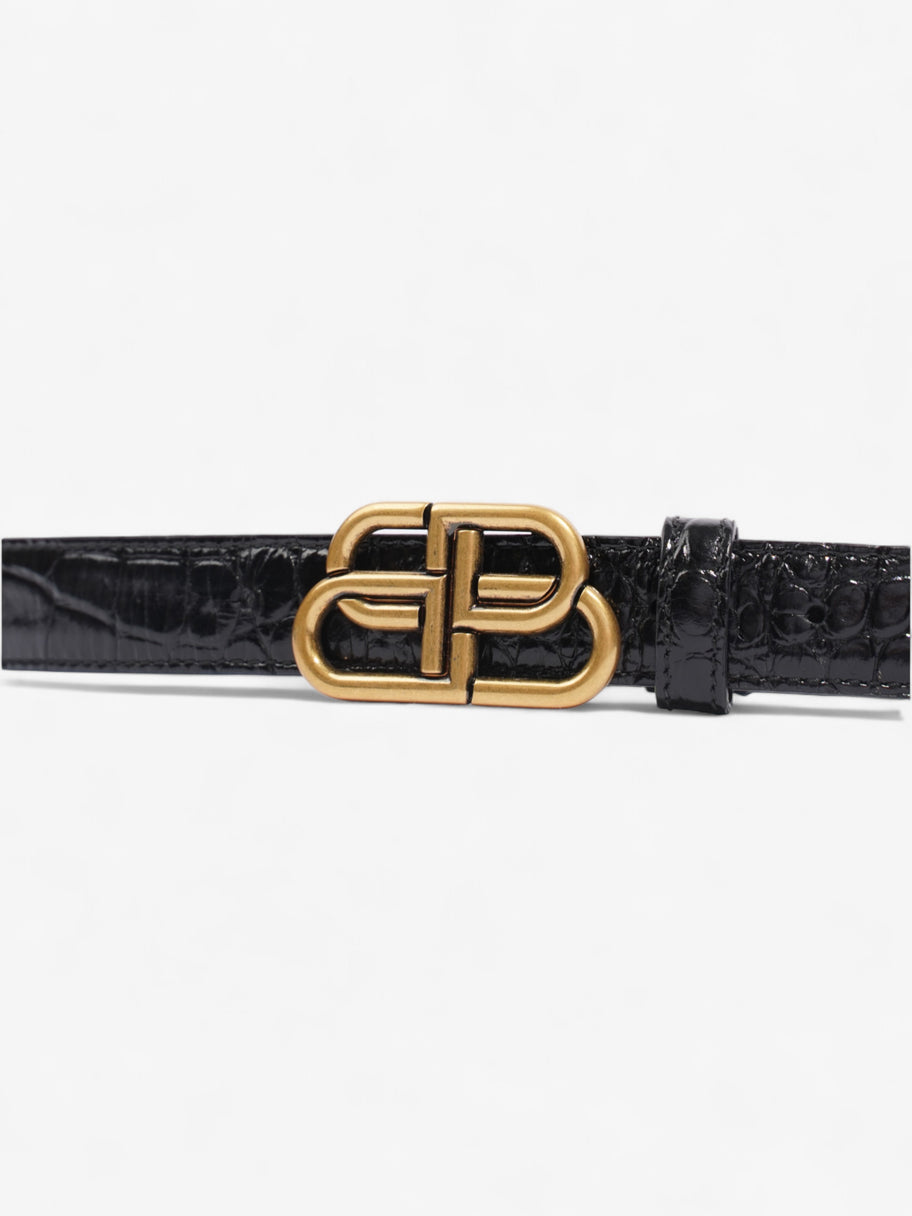 Balenciaga BB Thin Belt Black / Gold Embossed Leather 90cm Image 2