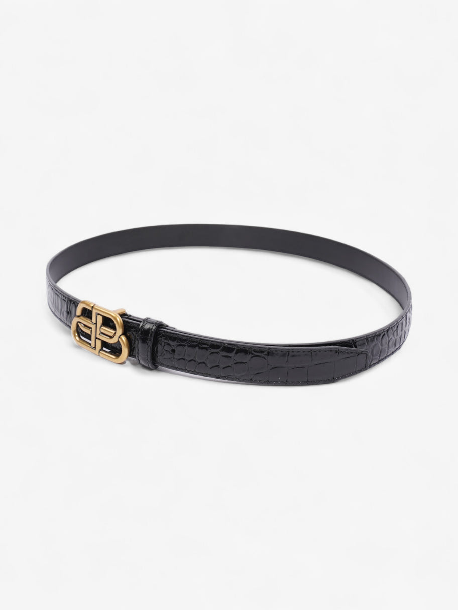 Balenciaga BB Thin Belt Black / Gold Embossed Leather 90cm Image 3