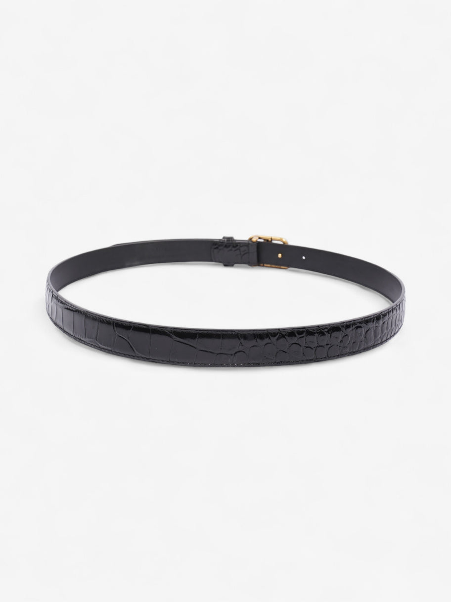 Balenciaga BB Thin Belt Black / Gold Embossed Leather 90cm Image 4