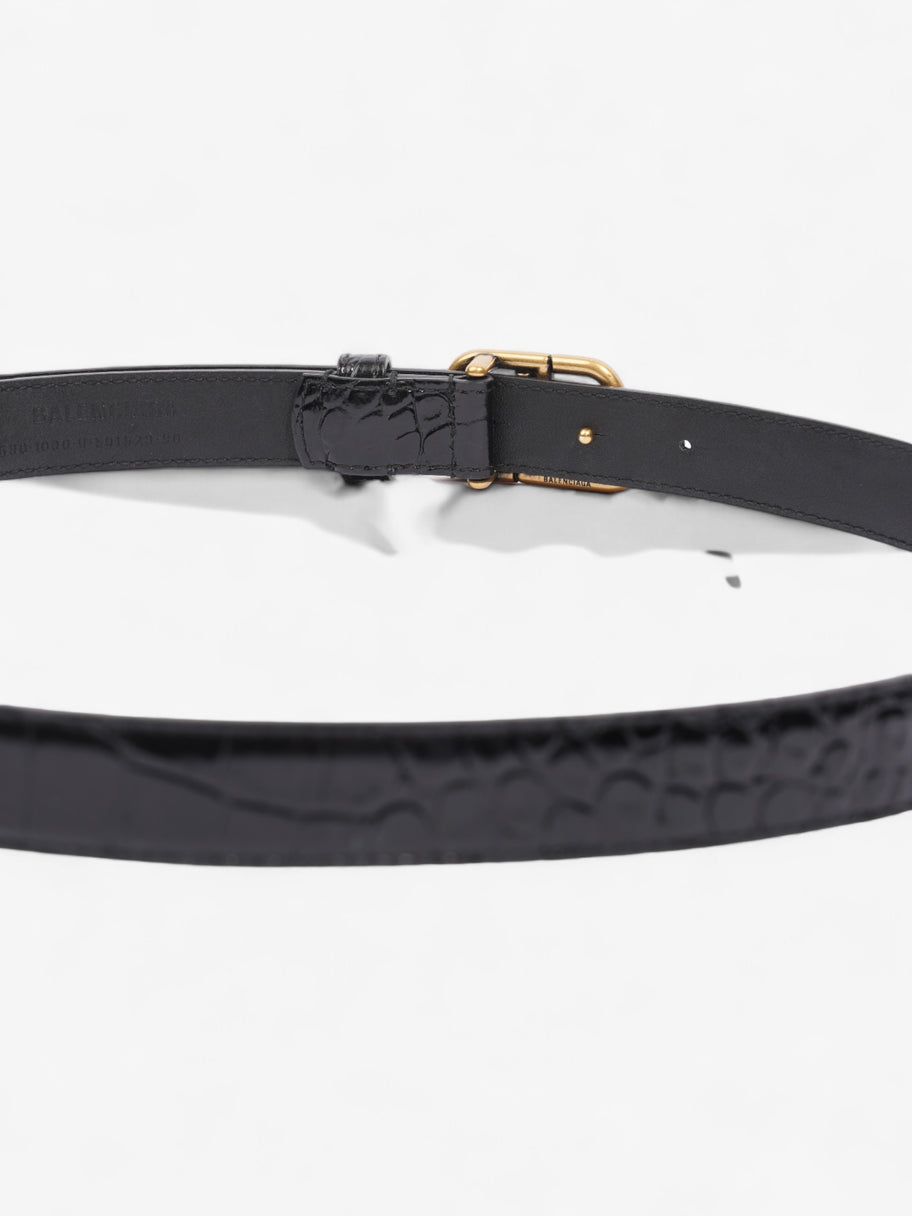 Balenciaga BB Thin Belt Black / Gold Embossed Leather 90cm Image 5