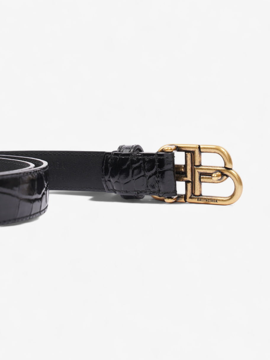 Balenciaga BB Thin Belt Black / Gold Embossed Leather 90cm Image 6