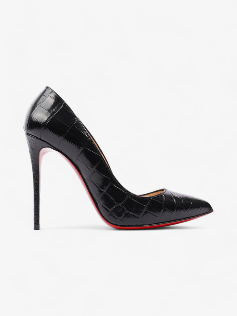  Christian Louboutin Pigalle Follies Alligator Embossed 100mm Black Calfskin Leather EU 38 UK 5