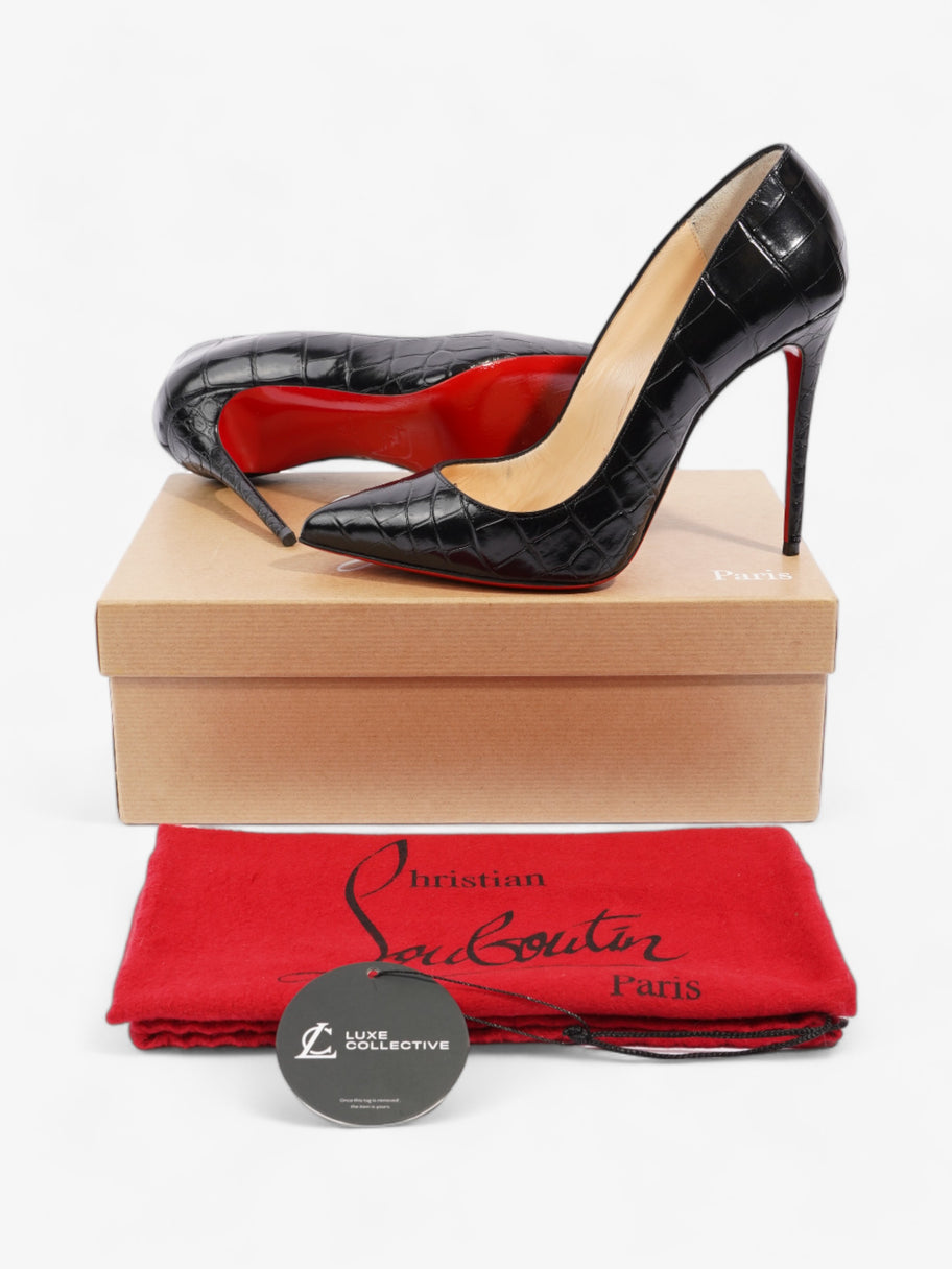 Christian Louboutin Pigalle Follies Alligator Embossed 100mm Black Calfskin Leather EU 38 UK 5 Image 10