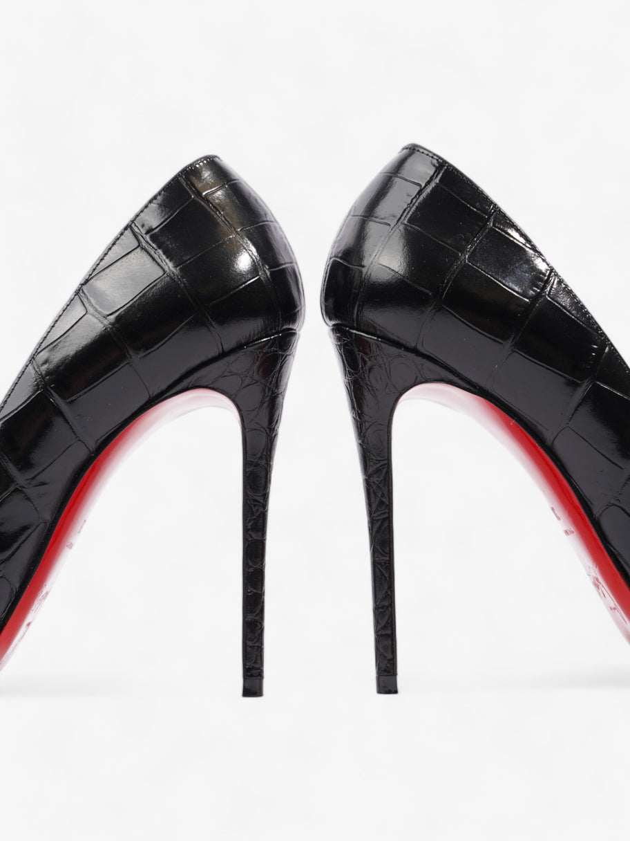 Christian Louboutin Pigalle Follies Alligator Embossed 100mm Black Calfskin Leather EU 38 UK 5 Image 9