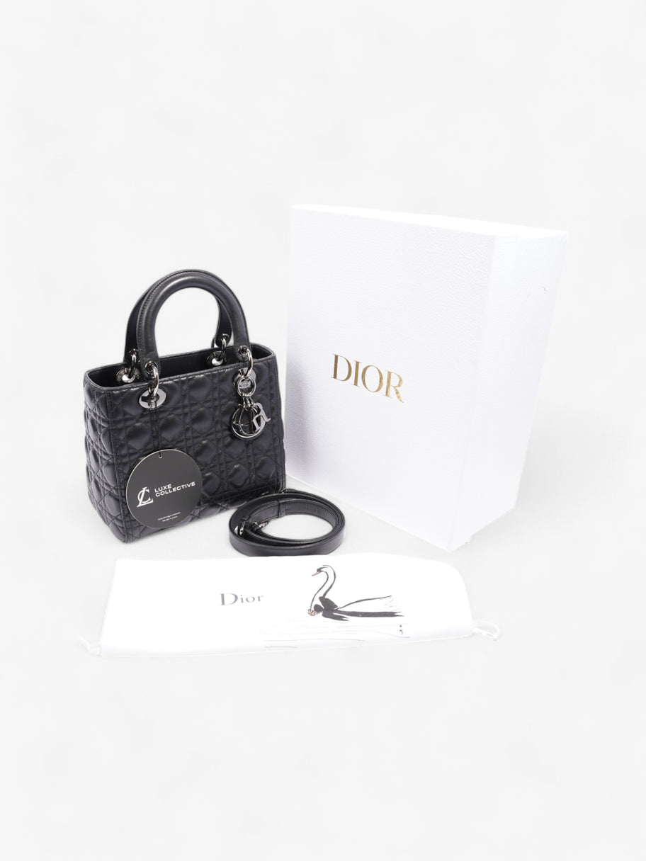 Christian Dior Lady Dior Black Lambskin Leather Medium Image 9