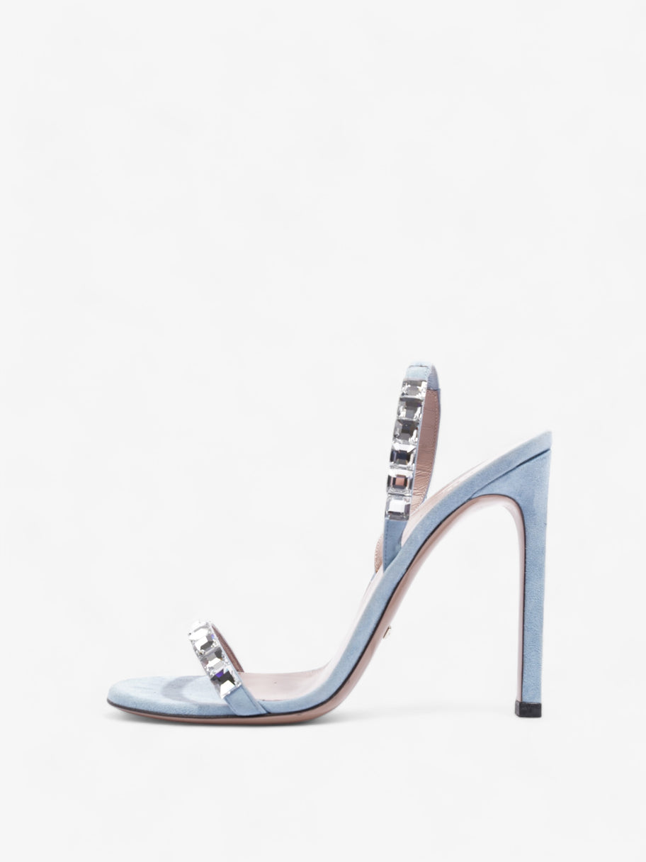 Gucci Kid Scamosciato Crystallo Mallory Slingback  100mm Mineral Blue  Suede EU 37.5 UK 4.5 Image 5