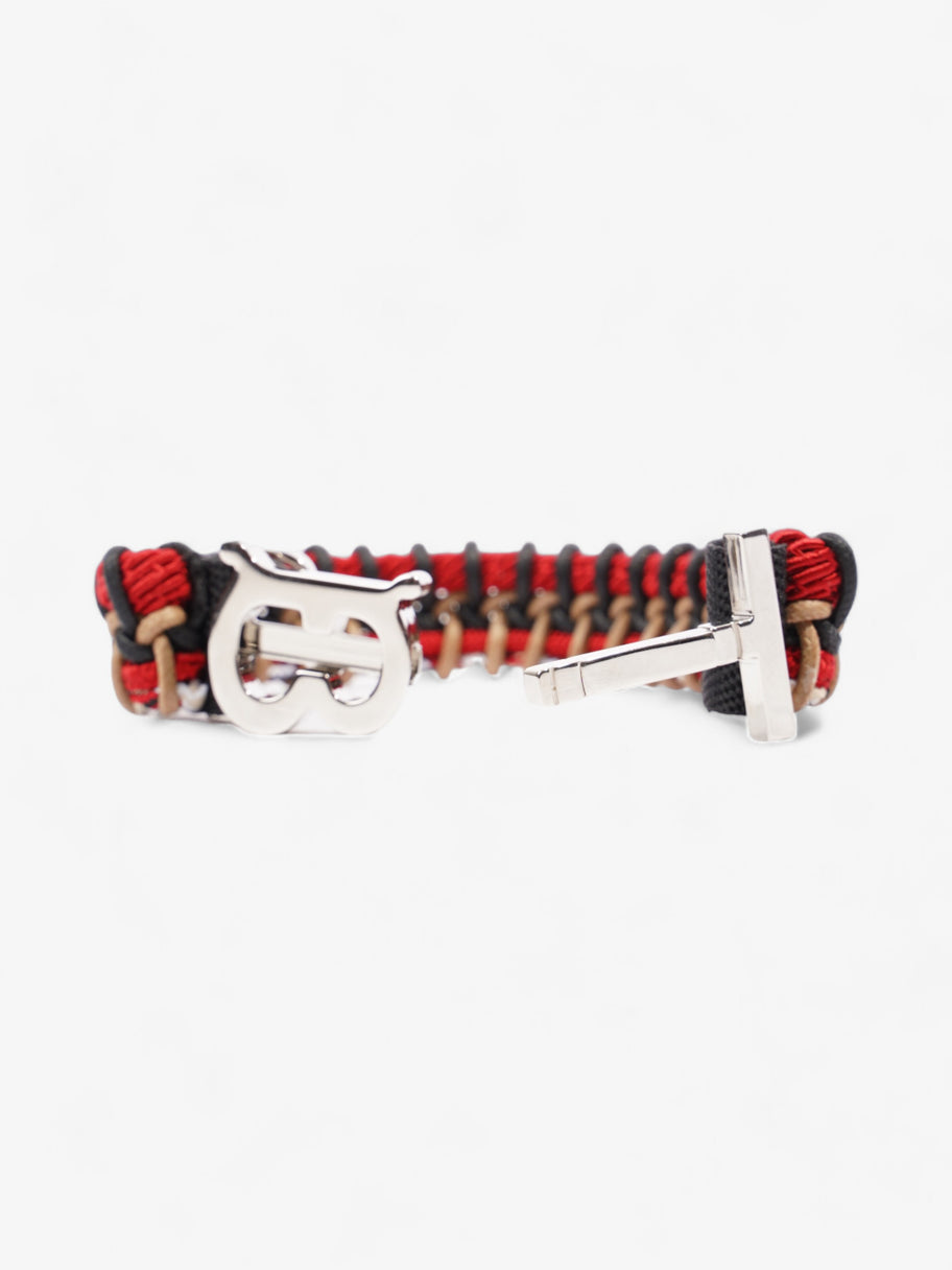 Burberry TB Braided Bracelet Black / Red / Silver Cotton Medium Image 3